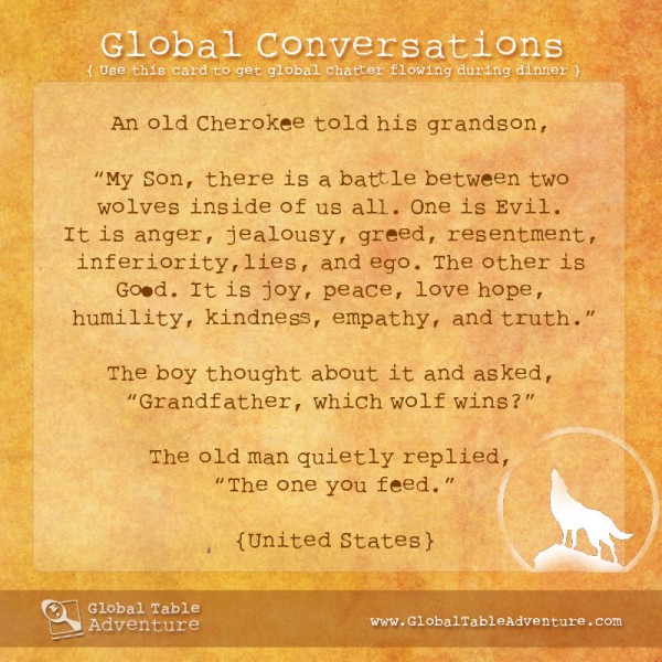 001-Cherokee Old Cherokee proverb, Plus dozens of other inspiring quotes from around the world.