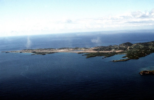 An aerial view of the runway at Point Salines Airport, Grenada. Photo by US Air Force.