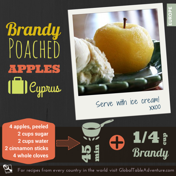 Around the World with Apples >> Brandy Poached Apples from Cyprus
