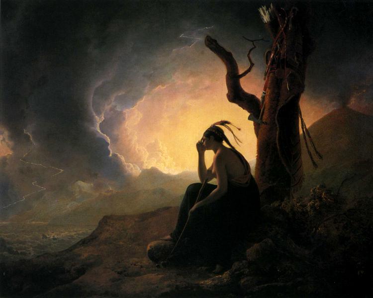 Peace is grace for what you *can't* see // The Widow of an Indian Chief Watching the Arms of Her Deceased Husband. Joseph Wright of Derby (1785)